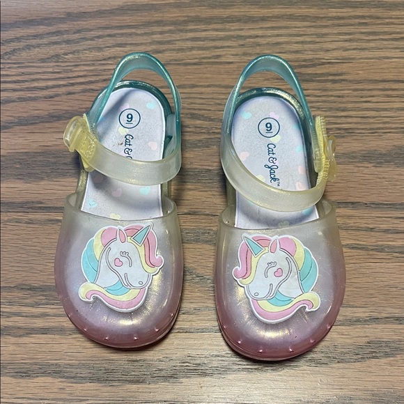 Cat & Jack Unicorn Sandals - glitter Pink sandals - Picture 2 of 11